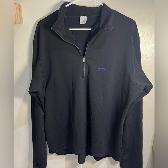 Vintage 90s Patagonia Spandex Fleece Black Half Zip Mens Sz X-LARGE Made in USA‎ - Picture 1 of 4